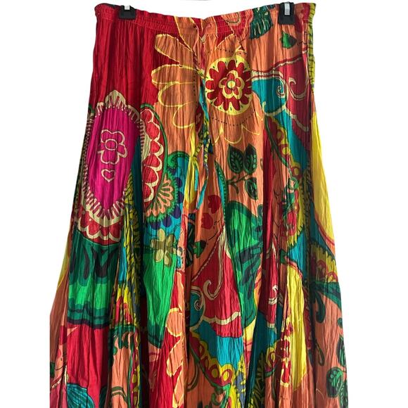 Vintage Soft Surroundings‎ Women’s Size XS 100% Cotton Boho Maxi Crinkle Skirt - Picture 3 of 5